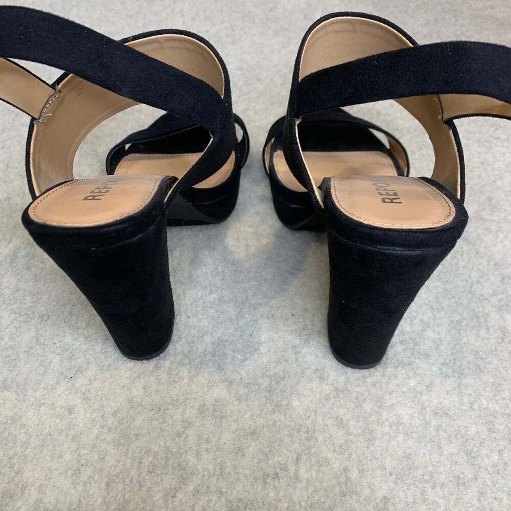 Report Lawrena Black Suede Platform Block Heel Slingback Sandals - Picture 3 of 6